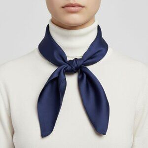 ❤️New Elegant Square Silky Scarf Bandana Blue Navy Hiyab Solid Soft Nautical❤️